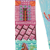 Hermes "Super Silk Quest" Rose, Turquoise, Orange Multi Silk Twilly - Thumbnail View 3