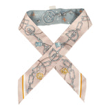 Hermes "C'est La Fete" Bleu Glacier, Rose Poudre and Gris Multi Silk Twilly - Thumbnail View 1