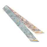 Hermes "C'est La Fete" Bleu Glacier, Rose Poudre and Gris Multi Silk Twilly - Thumbnail View 2