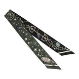 Hermes "C'est La Fete" Kaki Fonce, Blanc and Black Multi Silk Twilly - Thumbnail View 2