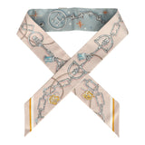 Hermes "C'est La Fete" Bleu Glacier, Rose Poudre and Gris Multi Silk Twilly Pair - Thumbnail View 1
