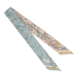 Hermes "C'est La Fete" Bleu Glacier, Rose Poudre and Gris Multi Silk Twilly Pair - Thumbnail View 2
