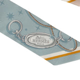 Hermes "C'est La Fete" Bleu Glacier, Rose Poudre and Gris Multi Silk Twilly Pair - Thumbnail View 3