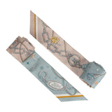 Hermes "C'est La Fete" Bleu Glacier, Rose Poudre and Gris Multi Silk Twilly Pair - Thumbnail View 4