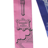 Hermes "Merveilleuses Lantern" Rose Bon Bon, Indigo Multi Silk Twilly Pair - Thumbnail View 3