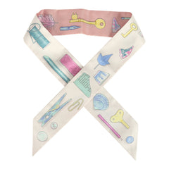 Hermes "In The Pocket" Rose Poudre Multi Silk Twilly