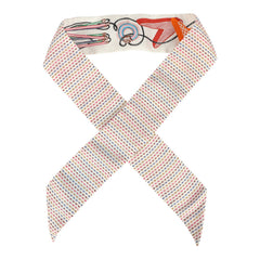 Hermes "Chevaloscope Pointille" White, Bleu Rouge and Vert Silk Twilly
