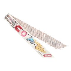 Hermes "Chevaloscope Pointille" White, Bleu Rouge and Vert Silk Twilly