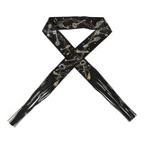 Hermes "Les Cles a Pois" Black, Gris Argent and Multicolore Fringe Silk Twilly - Thumbnail View 1
