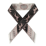 Hermes "Cheval De Coeur Bandana" Black, Blanc and Vieux Rose Multi Silk Twilly - Thumbnail View 1