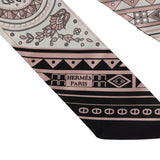 Hermes "Cheval De Coeur Bandana" Black, Blanc and Vieux Rose Multi Silk Twilly - Thumbnail View 3