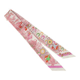 Hermes "Pony Pit Stop" Blanc, Rose and Multi Silk Twilly Pair - Thumbnail View 2