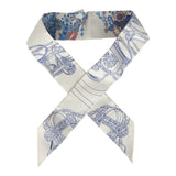 Hermes "Brides de Gala En Fleur" Gris Perle and Bleu Jean Multi Silk Twilly Pair - Thumbnail View 1