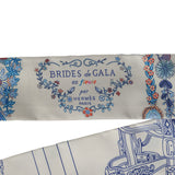 Hermes "Brides de Gala En Fleur" Gris Perle and Bleu Jean Multi Silk Twilly Pair - Thumbnail View 3