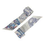 Hermes "Brides de Gala En Fleur" Gris Perle and Bleu Jean Multi Silk Twilly Pair - Thumbnail View 4