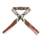 Hermes "Jumping Leather" Crème, Kaki and Beige Dore Fringe Silk Twilly - Thumbnail View 1
