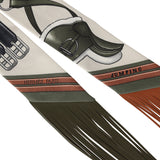 Hermes "Jumping Leather" Crème, Kaki and Beige Dore Fringe Silk Twilly - Thumbnail View 3