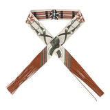 Hermes "Jumping Leather" Crème, Kaki and Beige Dore Fringe Silk Twilly - Thumbnail View 1