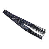 Hermes "Les Cles a Pois" Bleu Marine, Gris Argent and Multicolore Fringe Silk Twilly - Thumbnail View 2