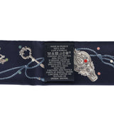 Hermes "Les Cles a Pois" Bleu Marine, Gris Argent and Multicolore Fringe Silk Twilly - Thumbnail View 4