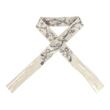 Hermes "Les Cles a Pois" Creme, Gris Perle, Multicolor Fringe Silk Twilly - Thumbnail View 1