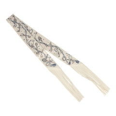 Hermes "Les Cles a Pois" Creme, Gris Perle, Multicolor Fringe Silk Twilly