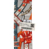 Hermes "Harnais De Coeur" Gris Perle Multi Silk Twilly - Thumbnail View 4