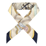 Hermes "Grand Apparat" Ivoire, Marine, Rose Multi Silk Twilly - Thumbnail View 1