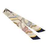 Hermes "Grand Apparat" Ivoire, Marine, Rose Multi Silk Twilly - Thumbnail View 2