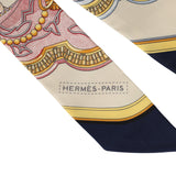 Hermes "Grand Apparat" Ivoire, Marine, Rose Multi Silk Twilly - Thumbnail View 3