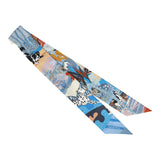 Hermes "En Liberte" Bleu, Rose, Brun Silk Twilly - Thumbnail View 2