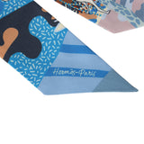 Hermes "En Liberte" Bleu, Rose, Brun Silk Twilly - Thumbnail View 3