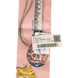 Hermes "Cavalcades" Bleu, Rose Poudre, Jaune D'or Multi Silk Twilly - Thumbnail View 4