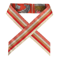 Hermes "Grand Theatre Nouveau" Jaune Rouge, Rose, Multi Silk Twilly