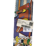 Hermes "Pony Pit Stop" Bleu, Vert and Rose Multi Silk Twilly - Thumbnail View 4