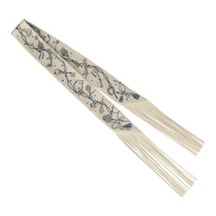 Hermes "Les Cles a Pois" Creme, Gris Perle, Multicolor Fringe Silk Twilly