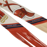 Hermes "Jumping Leather" Crème, Alezan and Anthracite Fringe Silk Twilly - Thumbnail View 3