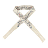 Hermes "Les Cles a Pois" Creme, Gris Perle, Multicolor Fringe Silk Twilly - Thumbnail View 1