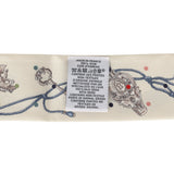 Hermes "Les Cles a Pois" Creme, Gris Perle, Multicolor Fringe Silk Twilly - Thumbnail View 4