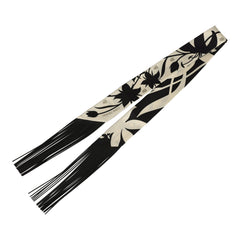 Hermes "Bouquet Final" Cream and Black Fringe Silk Twilly
