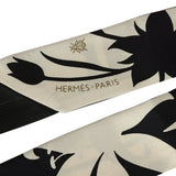 Hermes "Bouquet Final" Cream and Black Fringe Silk Twilly - Thumbnail View 3