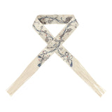 Hermes "Les Cles a Pois" Creme, Gris Perle, Multicolor Fringe Silk Twilly - Thumbnail View 1