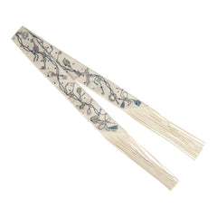 Hermes "Les Cles a Pois" Creme, Gris Perle, Multicolor Fringe Silk Twilly