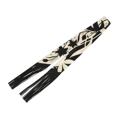 Hermes "Bouquet Final" Cream and Black Fringe Silk Twilly