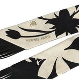 Hermes "Bouquet Final" Cream and Black Fringe Silk Twilly - Thumbnail View 3