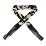 Hermes "Bouquet Final" Cream and Black Fringe Silk Twilly - Thumbnail View 1