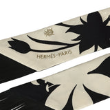 Hermes "Bouquet Final" Cream and Black Fringe Silk Twilly - Thumbnail View 3
