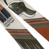 Hermes "Jumping Leather" Crème, Kaki and Beige Dore Fringe Silk Twilly - Thumbnail View 3
