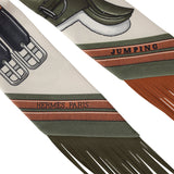 Hermes "Jumping Leather" Crème, Kaki and Beige Dore Fringe Silk Twilly - Thumbnail View 3