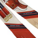 Hermes "Jumping Leather" Crème, Alezan and Anthracite Fringe Silk Twilly - Thumbnail View 3
